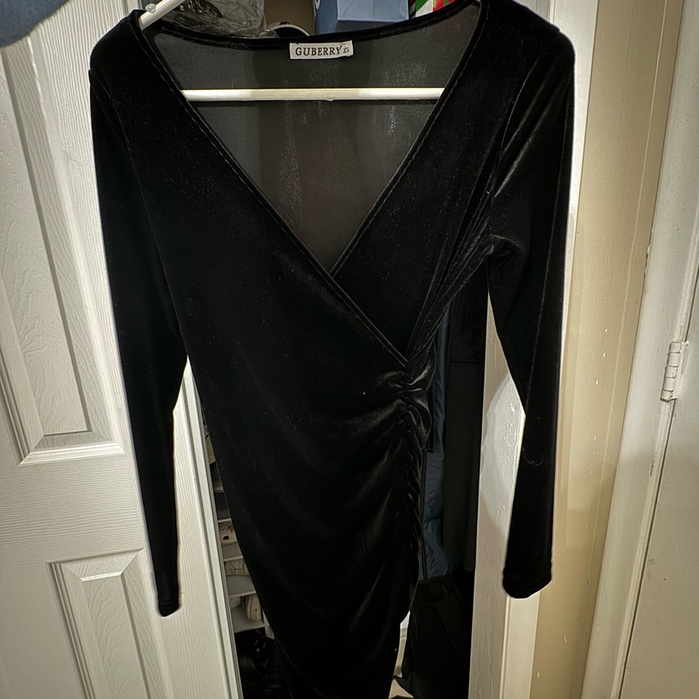 Black Velvet Wrap Dress